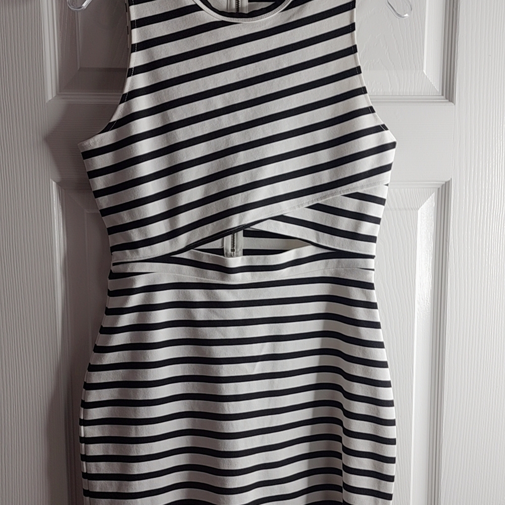 Express Black and White Striped Mini Dress